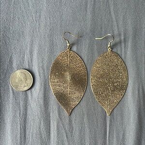 Intricate Gold Leaf Drop Earrings